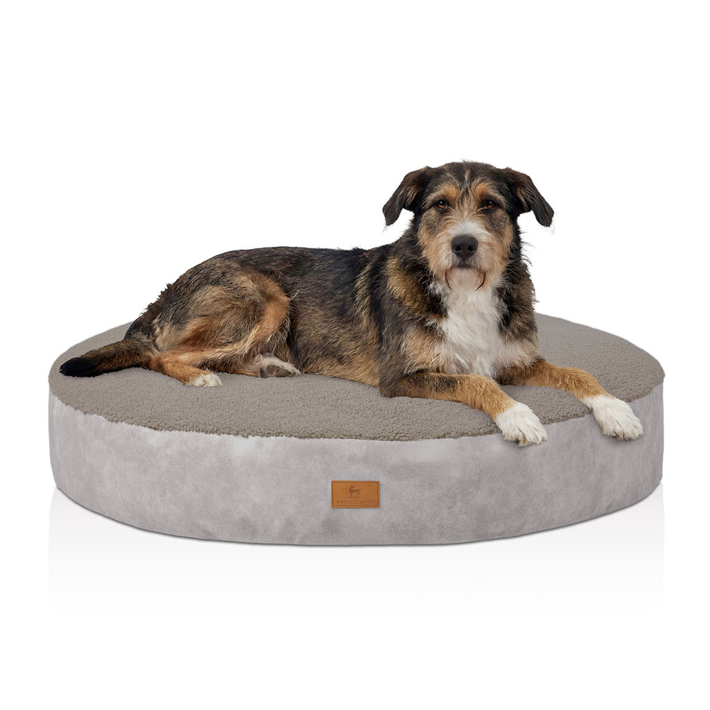 Knuffelwuff rundes Hundebett Bolster aus kuscheligem Teddy-Material mit Seitenwänden in Wildlederoptik