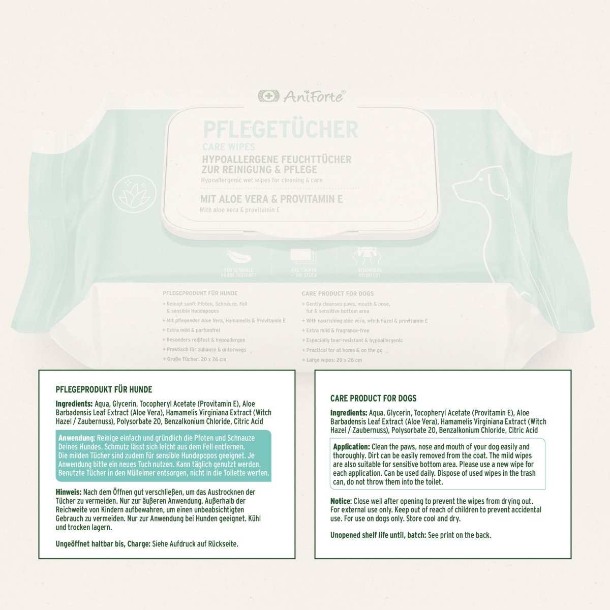 AniForte Pflegetücher Aloe Vera 100 Stück – Herstellerbild 8